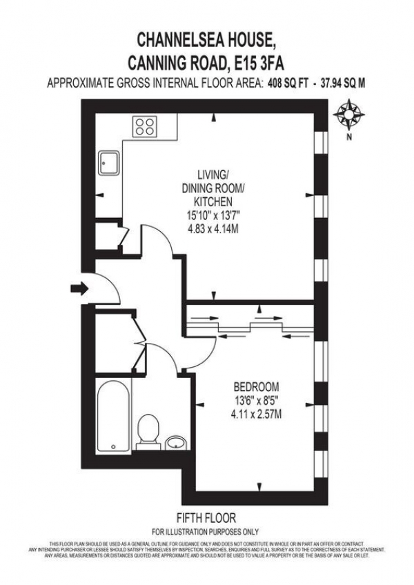 Floor Plan Image for 1 Bedroom Apartment for Sale in Channelsea House, Stratford, London, E15