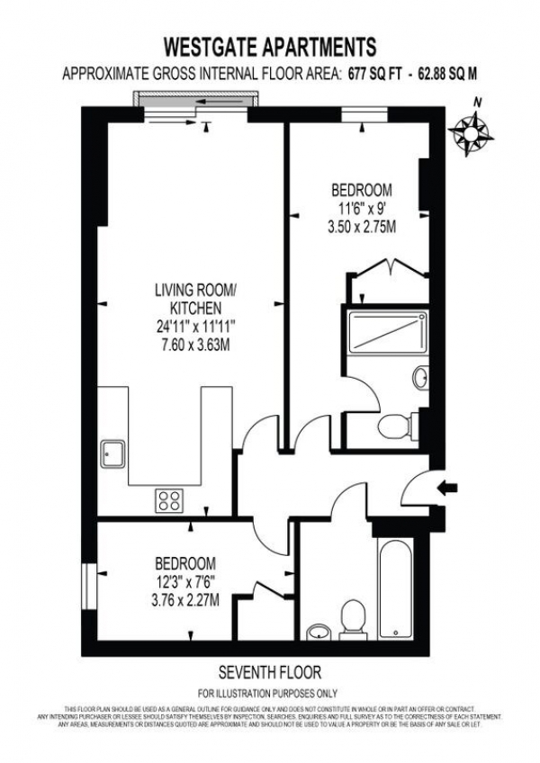 Floor Plan Image for 2 Bedroom Apartment for Sale in 14 Western Gateway, London, E16