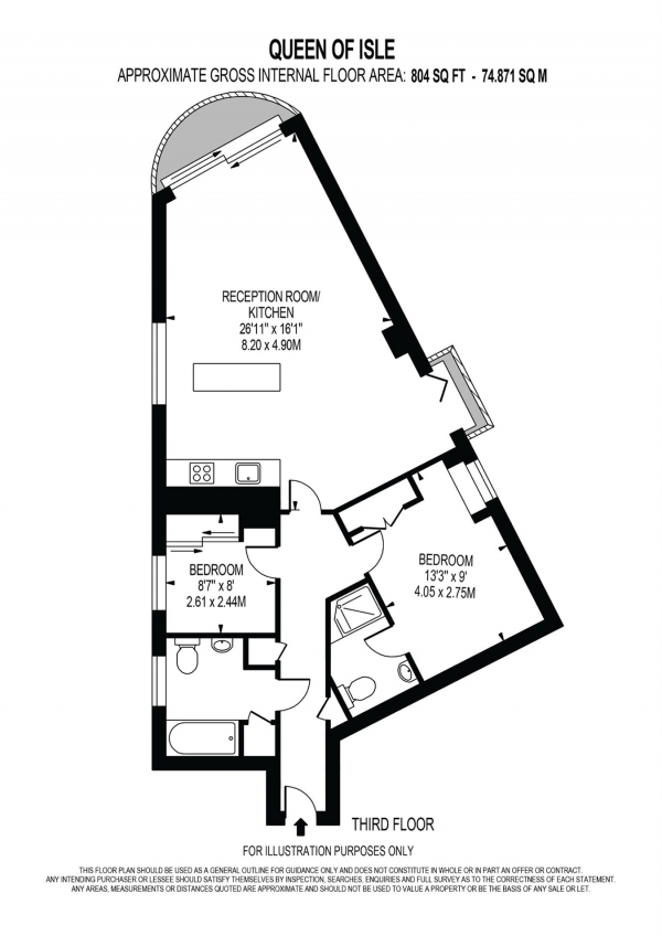 Floor Plan Image for 2 Bedroom Apartment for Sale in Queen Of The Isle Apartments, 1 East Ferry Rd, Isle Of Dogs, London, E14