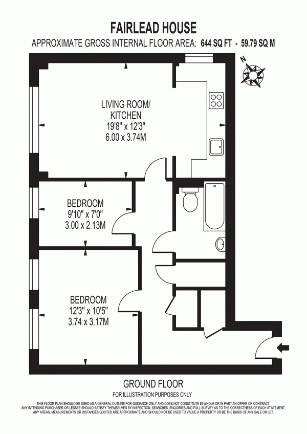 Floor Plan Image for 2 Bedroom Flat for Sale in Cassilis Road, South Quay, LONDON, E14