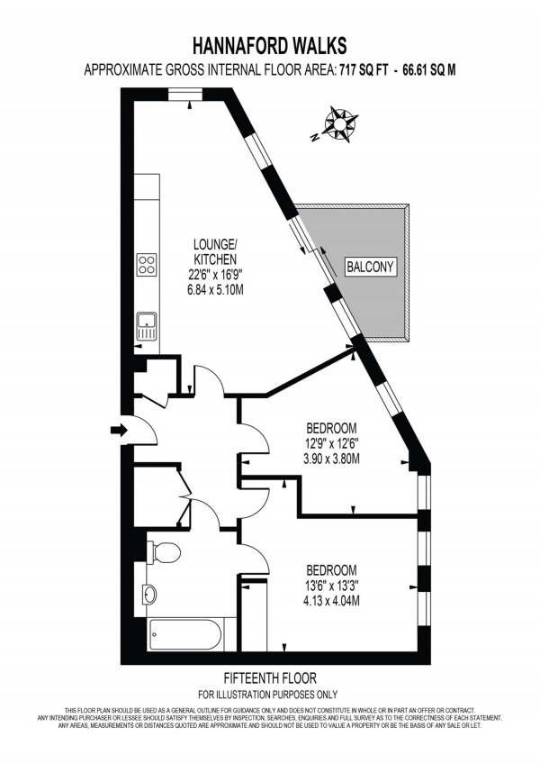 Floor Plan Image for 2 Bedroom Apartment for Sale in Flat, Ivy Point, 5 Hannaford Walk, E3