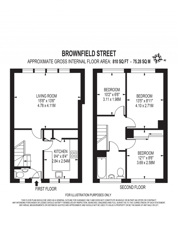 Floor Plan Image for 3 Bedroom Flat for Sale in Brownfield Street, London, E14