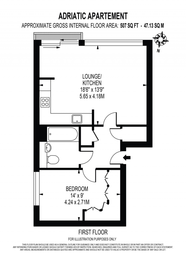 Floor Plan Image for 1 Bedroom Apartment for Sale in Western Gateway, London, E16