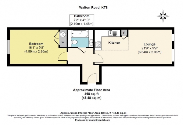 Floor Plan Image for 1 Bedroom Apartment for Sale in Walton Road, East Molesey