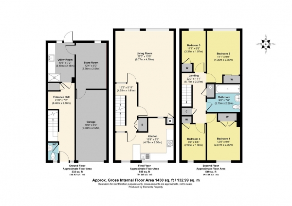 Floor Plan Image for 4 Bedroom Town House for Sale in Winchilsea Crescent, West Molesey