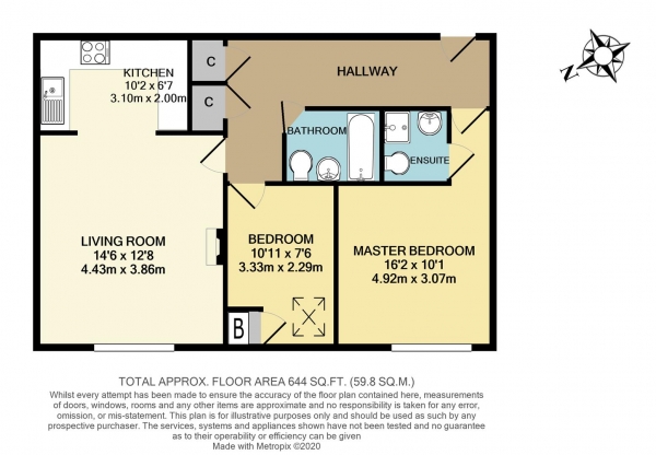 Floor Plan Image for 2 Bedroom Apartment for Sale in Pemberton Road, East Molesey