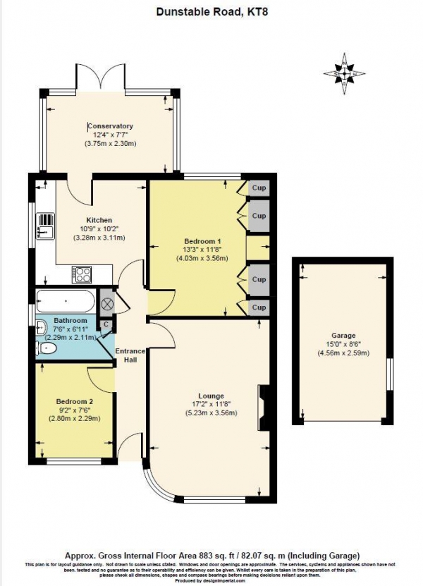 Floor Plan Image for 2 Bedroom Semi-Detached Bungalow for Sale in Dunstable Road, West Molesey