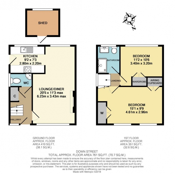 Floor Plan Image for 2 Bedroom Semi-Detached House for Sale in Down Street, West Molesey