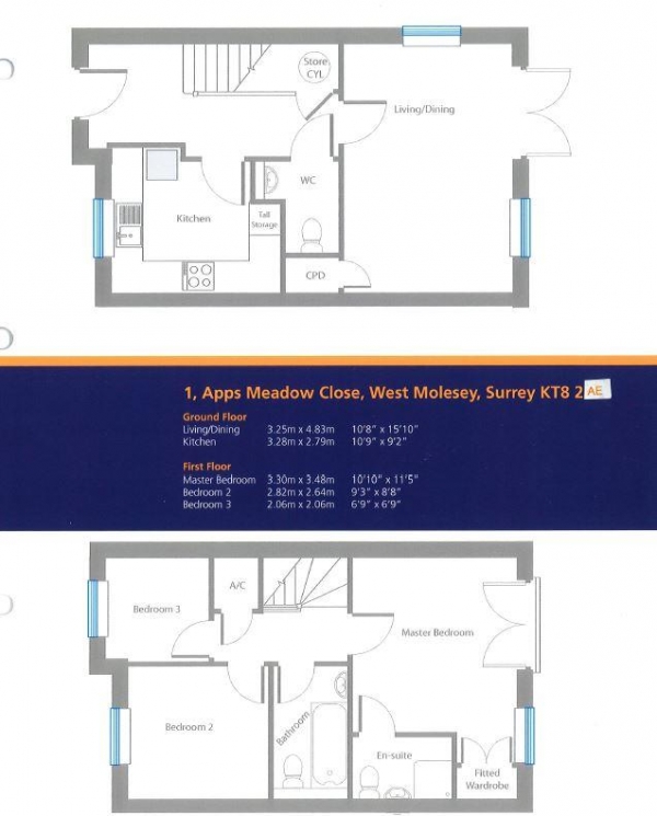 Floor Plan Image for 3 Bedroom Semi-Detached House for Sale in Apps Meadow Close, West Molesey