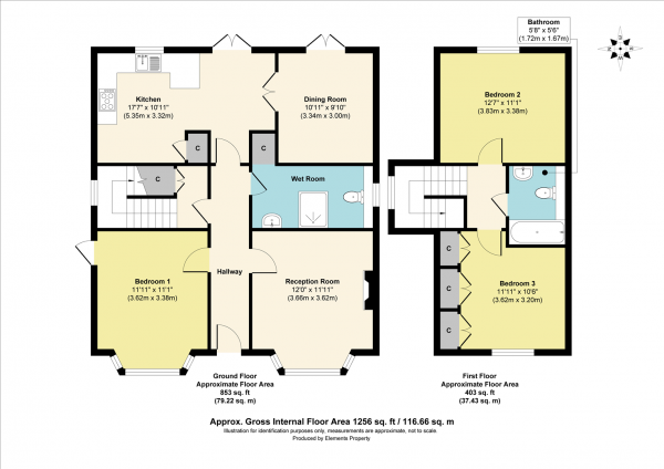 Floor Plan Image for 3 Bedroom Detached Bungalow for Sale in Monks Avenue, West Molesey