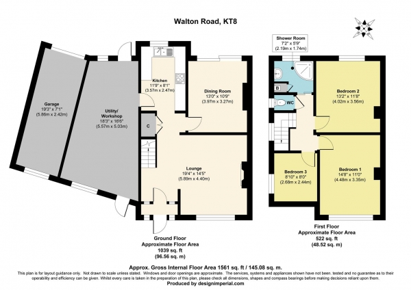 Floor Plan Image for 3 Bedroom Semi-Detached House for Sale in Walton Road, West Molesey