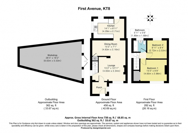 Floor Plan Image for 2 Bedroom Semi-Detached House for Sale in First Avenue, West Molesey