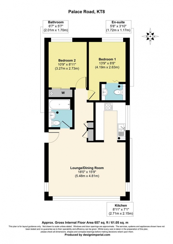 Floor Plan Image for 2 Bedroom Apartment for Sale in Palace Road, East Molesey