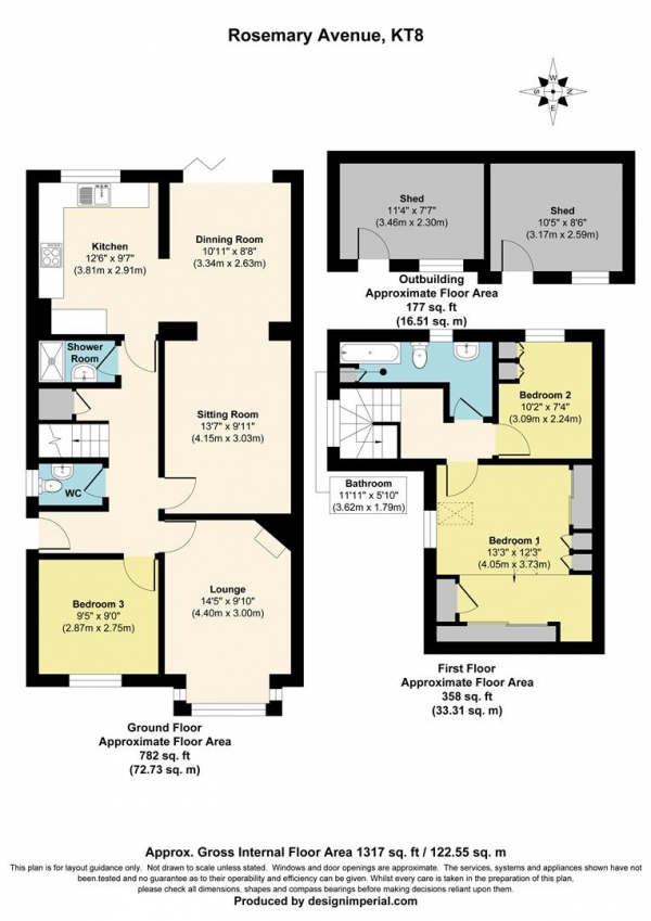 Floor Plan Image for 4 Bedroom Semi-Detached Bungalow for Sale in Rosemary Avenue, West Molesey