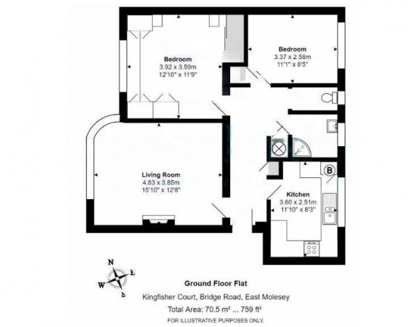 Floor Plan Image for 2 Bedroom Apartment for Sale in Bridge Road, East Molesey