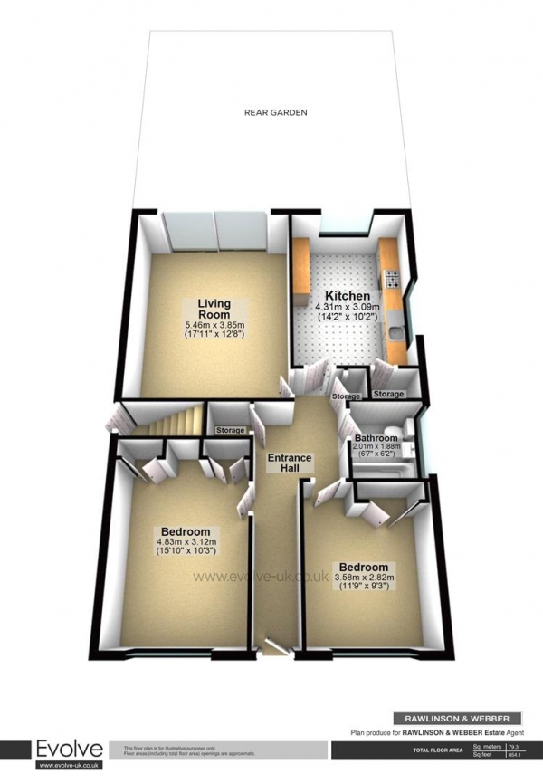 Floor Plan Image for 2 Bedroom Apartment for Sale in Park Road, East Molesey