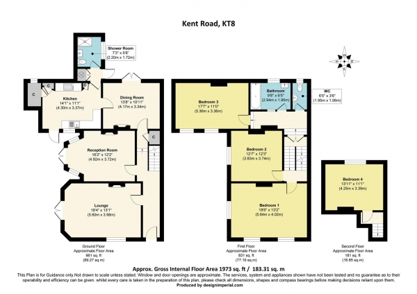 Floor Plan Image for 4 Bedroom Detached House to Rent in Kent Road, East Molesey