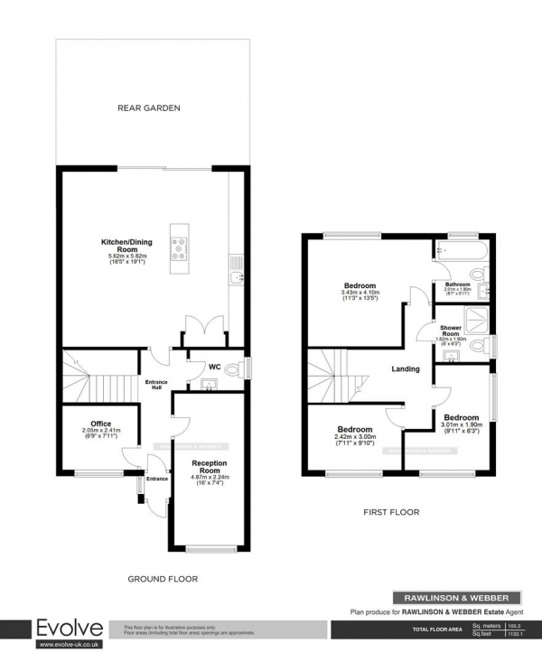 Floor Plan Image for 4 Bedroom Detached House for Sale in Kings Chase, East Molesey