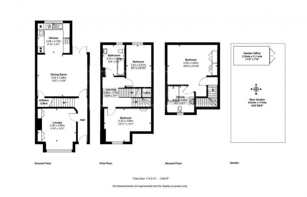 Floor Plan Image for 3 Bedroom Terraced House for Sale in Grange Road, West Molesey