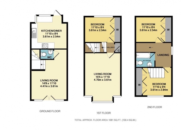 Floor Plan Image for 3 Bedroom Semi-Detached House for Sale in Kings Chase, East Molesey