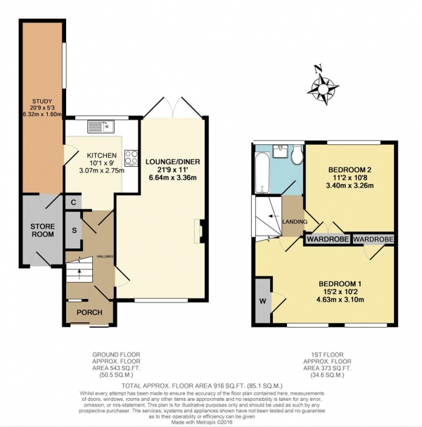 Floor Plan Image for 2 Bedroom Semi-Detached House for Sale in Brende Gardens, West Molesey