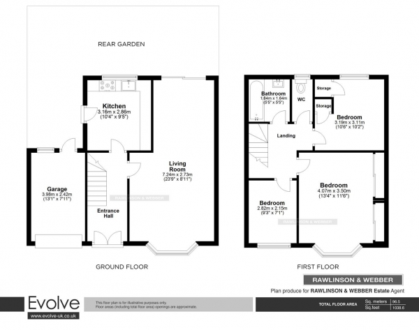 Floor Plan Image for 3 Bedroom Semi-Detached House for Sale in Anne Way, West Molesey