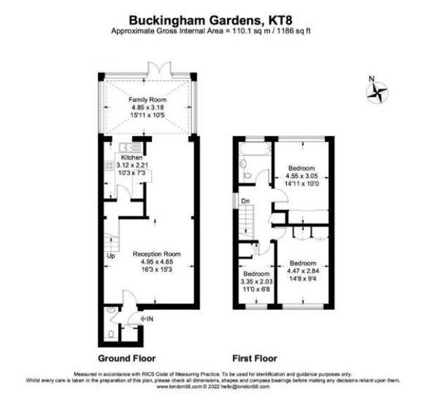 Floor Plan Image for 3 Bedroom End of Terrace House for Sale in Buckingham Gardens, West Molesey