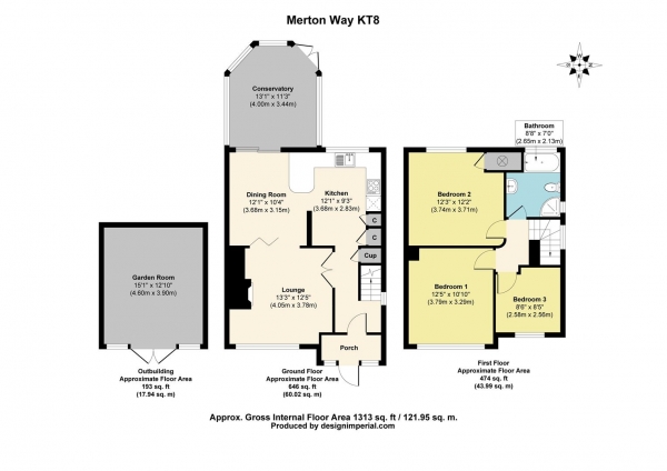 Floor Plan Image for 3 Bedroom Semi-Detached House for Sale in Merton Way, West Molesey