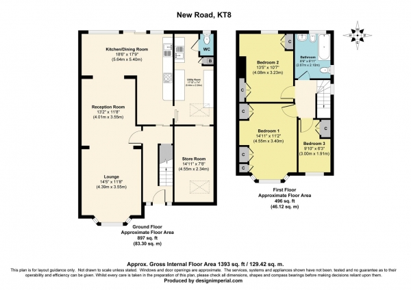 Floor Plan Image for 3 Bedroom Semi-Detached House for Sale in New Road, West Molesey