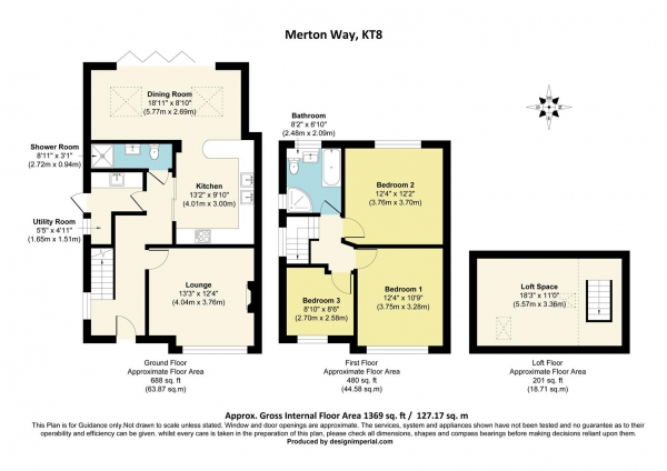 Floor Plan Image for 3 Bedroom Semi-Detached House for Sale in Merton Way, West Molesey