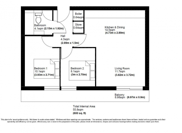 Floor Plan Image for 2 Bedroom Apartment to Rent in Aits View, Victoria Avenue