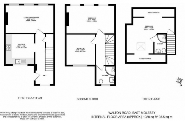 Floor Plan Image for 3 Bedroom Maisonette to Rent in Walton Road, East Molesey