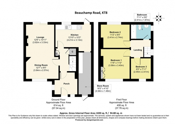 Floor Plan Image for 3 Bedroom Semi-Detached House for Sale in Beauchamp Road, West Molesey