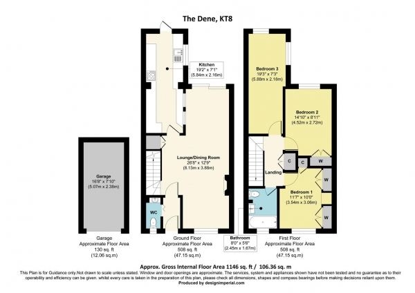 Floor Plan Image for 3 Bedroom End of Terrace House for Sale in The Dene, West Molesey