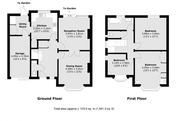 Floor Plan Image for 3 Bedroom Detached House to Rent in Beauchamp Road, West Molesey