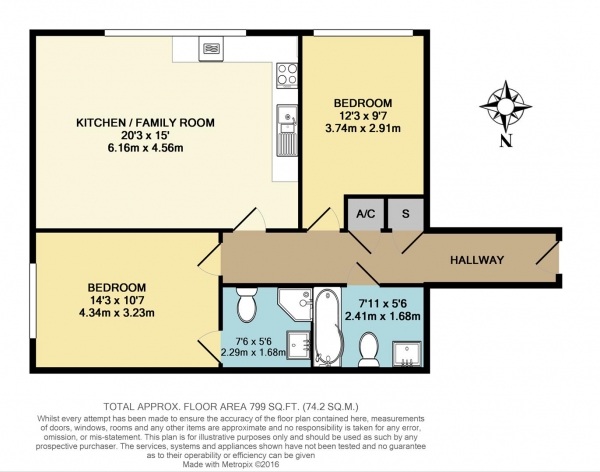 Floor Plan Image for 2 Bedroom Apartment to Rent in Pemberton Road, East Molesey