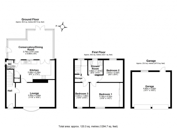 Floor Plan Image for 3 Bedroom Semi-Detached House to Rent in Georges Crescent, Grappenhall, Warrington