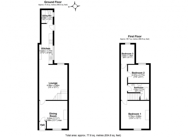 Floor Plan Image for 3 Bedroom Terraced House to Rent in Nook Lane, Warrington