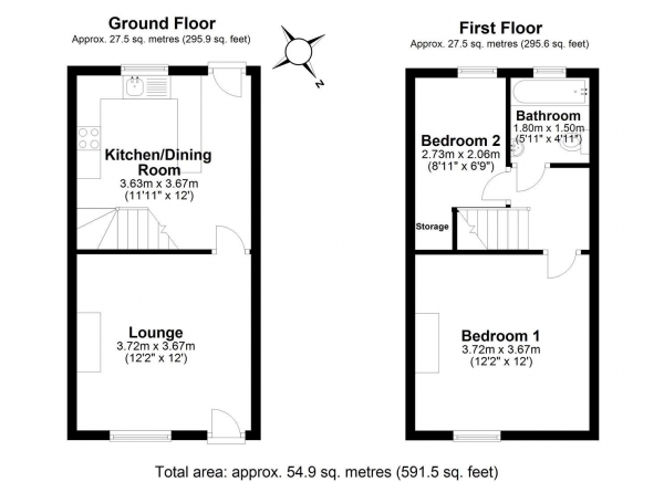 Floor Plan Image for 2 Bedroom Terraced House to Rent in Marbury Street, Latchford, Warrington, Cheshire