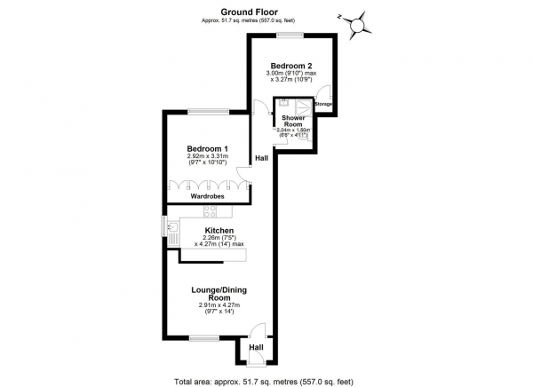 Floor Plan Image for 2 Bedroom Apartment to Rent in 1 Bridgewater Mews, London Road