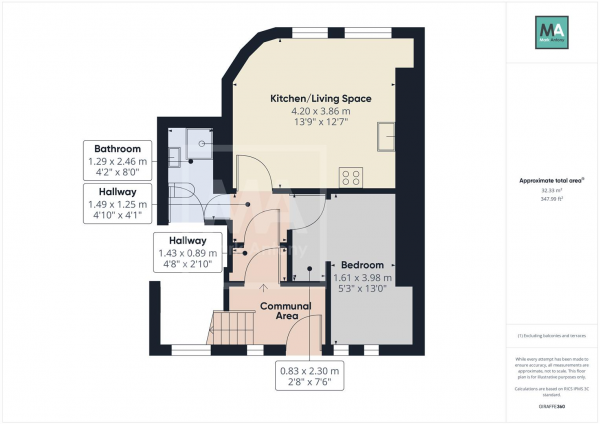 Floor Plan Image for 1 Bedroom Apartment to Rent in 2 Scotland Road, Warrington