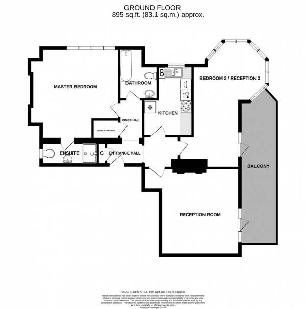 Floor Plan Image for 2 Bedroom Apartment for Sale in Hughendon Manor, Petersfinger, Salisbury