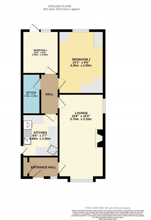 Floor Plan Image for 2 Bedroom Bungalow for Sale in Oswald Way, Rugby, CV22