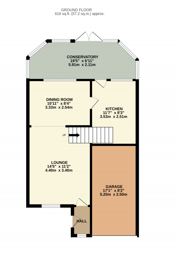 Floor Plan Image for 3 Bedroom Detached House for Sale in Cherwell Way, Long Lawford, Rugby, CV23