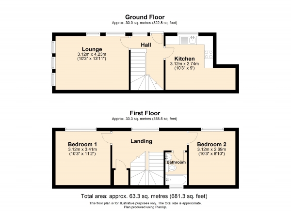 Floor Plan Image for 2 Bedroom Flat to Rent in Lime Street, Bedford, MK40 1LD