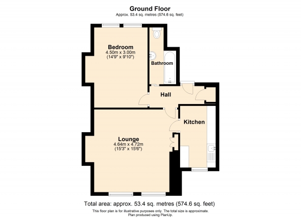 Floor Plan for 1 Bedroom Flat to Rent in De Parys Avenue, Bedford, MK40 2TW, Bedford, Beds, MK40, 2TW - £202 pw | £875 pcm