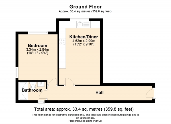 Floor Plan Image for 1 Bedroom Studio to Rent in St Peters Street, MK40 2PN