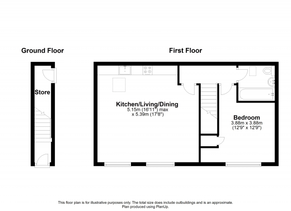 Floor Plan Image for 1 Bedroom Apartment to Rent in Potters Meadow, New Cardington, MK42 0XF