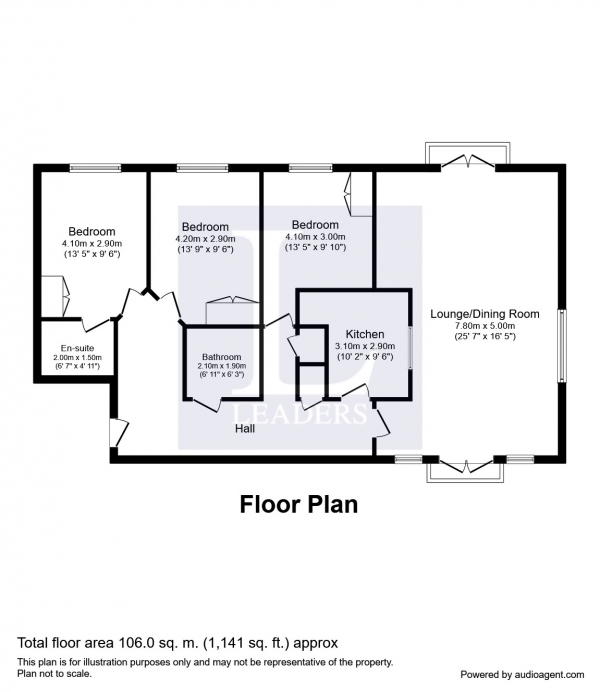 Floor Plan for 3 Bedroom Apartment to Rent in River