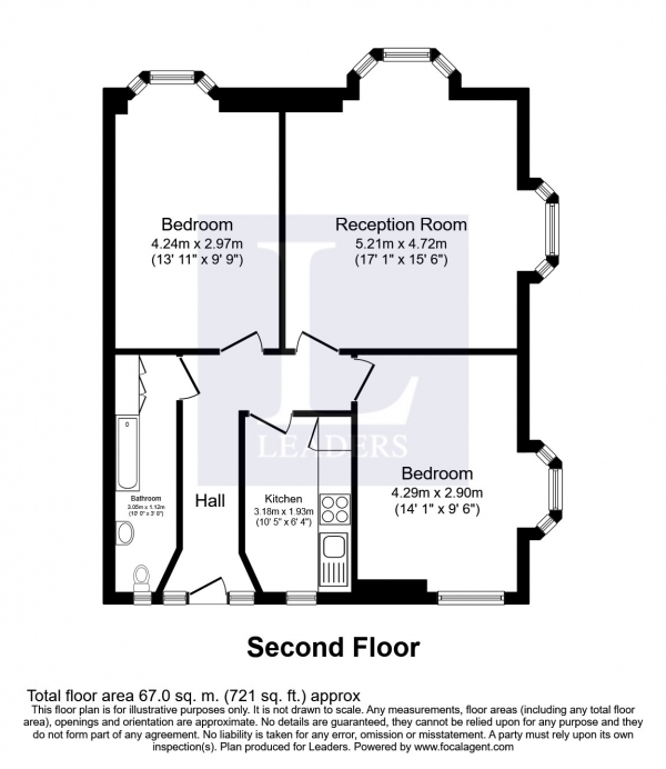Floor Plan for 2 Bedroom Flat to Rent in High Street, Brighton, BN2, 1RP - £242 pw | £1050 pcm